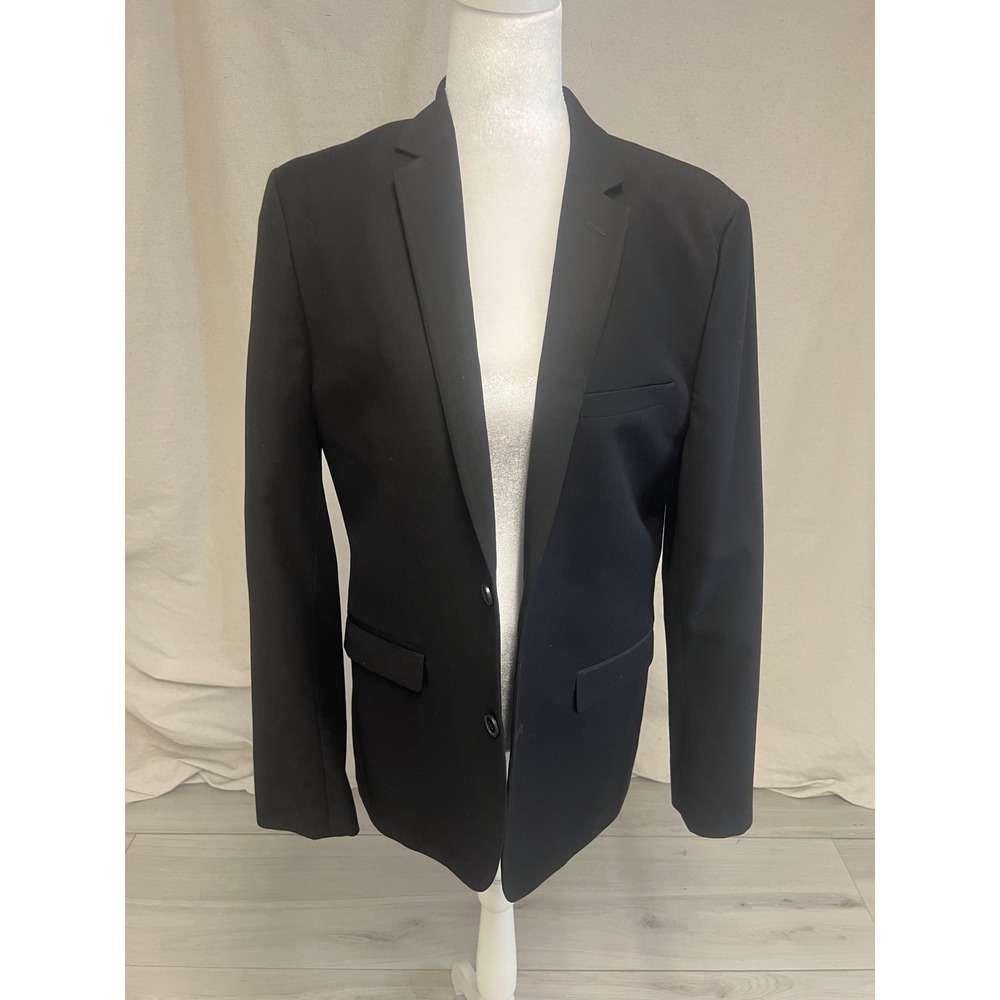 H&M Blazer Mens Black Slim Fit Two Button Jacket Sz 38R Formal Classic